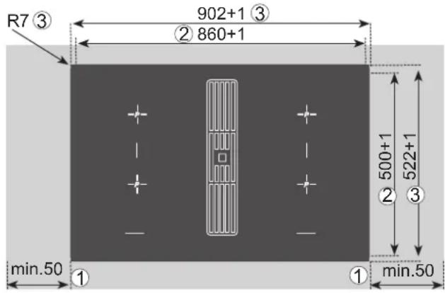 R7 ③ 902+1 ③ ② 860+1 500+1 522+1 ② ③ min.50 ① ① min.50