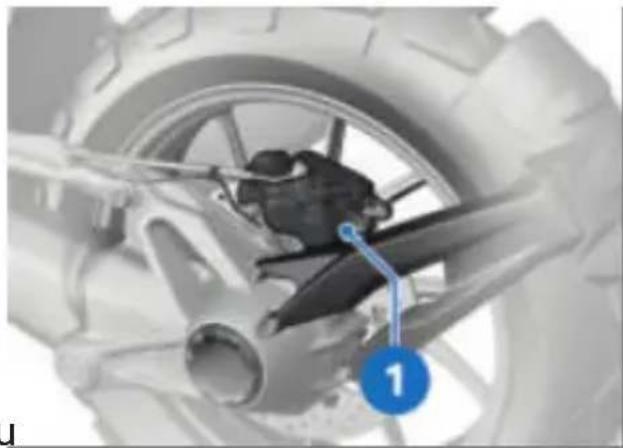 BMW R 1250 GS (2022) - Contrôler l'épaisseur des plaquettes de frein arrière - 1