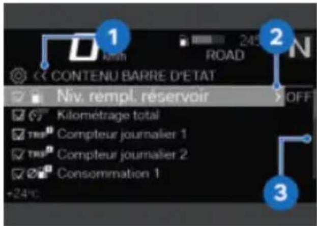 BMW R 1250 RT (2022) - Indications d'utilisation dans les sous-menus - 1
