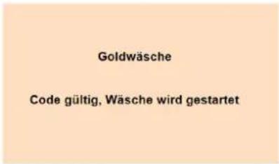 Goldwäsche Code gültig, Wäsche wird gestartet