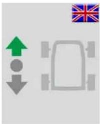Diagram showing directional arrows and a vehicle silhouette with the Union Jack flag in the corner