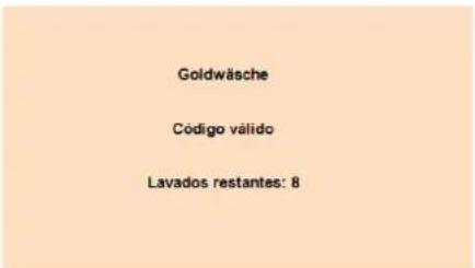 Goldwäsche Codigo válido Lavados restantes: 8