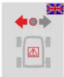 Diagram showing directional arrows and a vehicle with warning sign, alongside the Union Jack flag