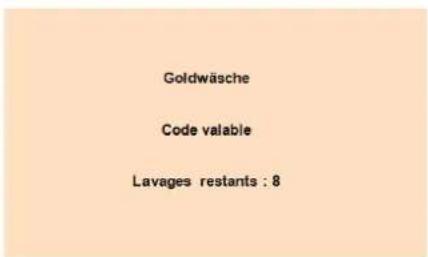 Goldwäsche Code valable Lavages restants : 8