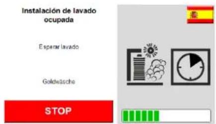 Instalación de lavado ocupada Esperar lavado Goldbeasche STOP
