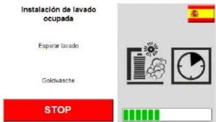 Instalación de lavado ocupada Esperar lavado Goldvasche STOP