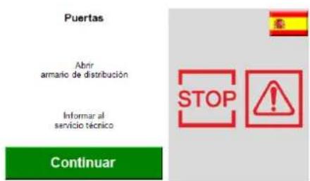 Puertas Abir armario de distribución Informar al servicio técnico Continuar