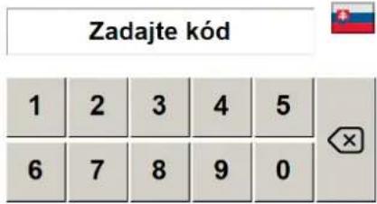 Zadajte kód 1 2 3 4 5 6 7 8 9 0