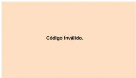 Código inválido.