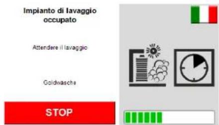 Impianto di lavaggio occupato Attendere il lavaggio Goldwasche STOP