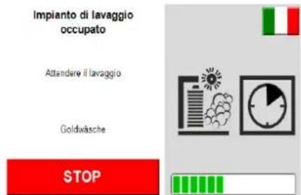 Impianto di lavaggio occupato Attendere il lavaggio Goldwäsche STOP