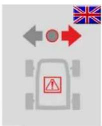 Diagram showing directional arrows and a vehicle with warning sign, including the Union Jack flag