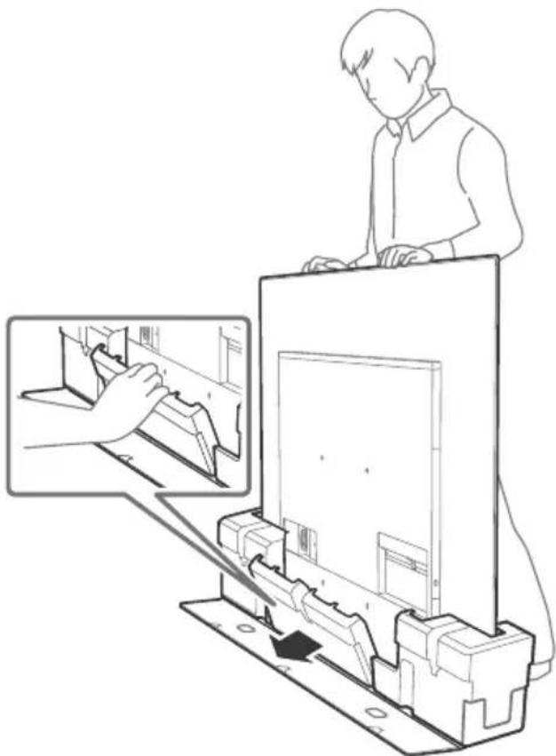 SONY KD65A85 - Rimuovere il cuscino centrale. - 1
