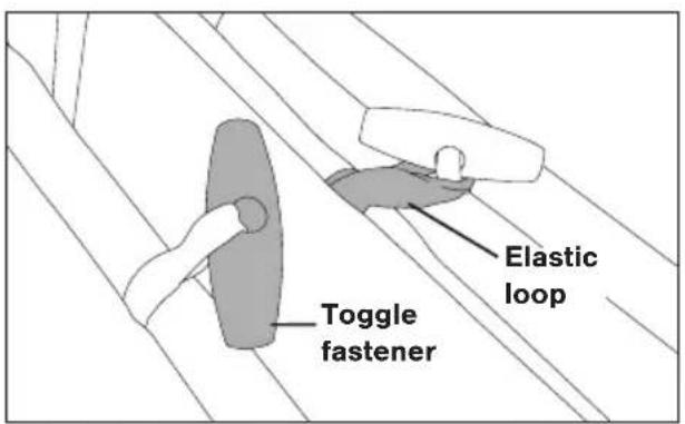 Toggle fastener Elastic loop