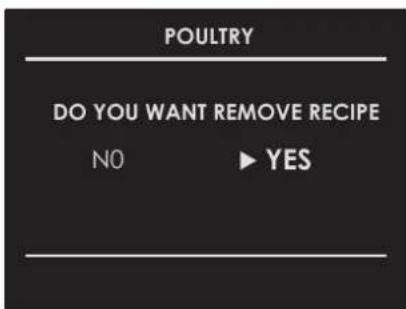 POULTRY DO YOU WANT REMOVE RECIPE NO ▶ YES