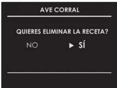 AVE CORRAL QUIERES ELIMINAR LA RECETA? NO ▶ SÍ