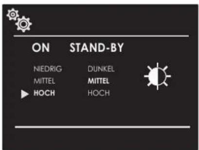 ON STAND-BY NIEDRIG DUNKEL MITTEL MITTEL HOCH HOCH