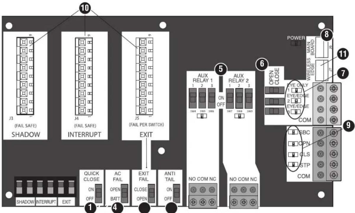 LIFT-MASTER HCT16 - AUX RELAY switches: - 1