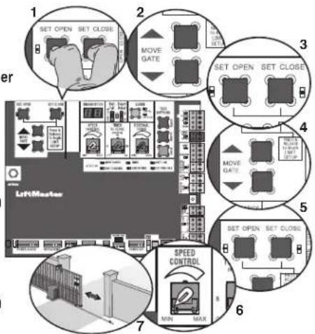 LIFT-MASTER INSL24UL - Définir les limites initiales, la vitesse et la force - 1