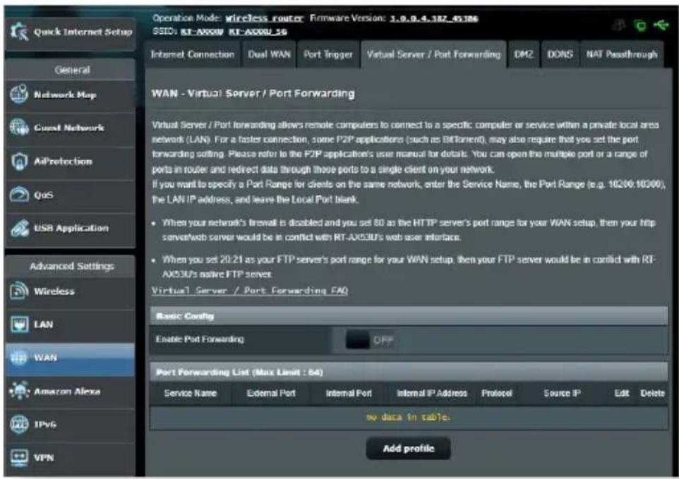ASUS RTAX1800U - Serveur virtuel et redirection de port - 1