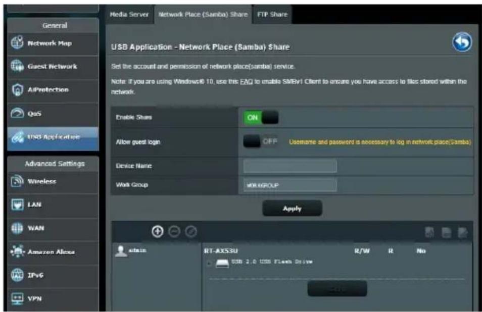 ASUS RTAX1800U - Utiliser le service de partage samba - 1