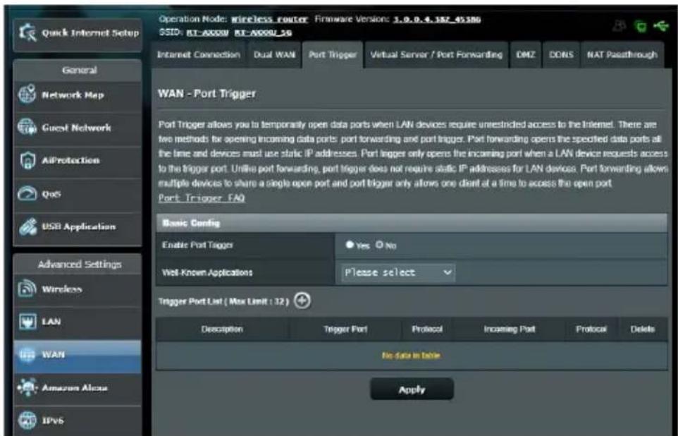 ASUS RTAX1800U - Déclenchement de port - 1