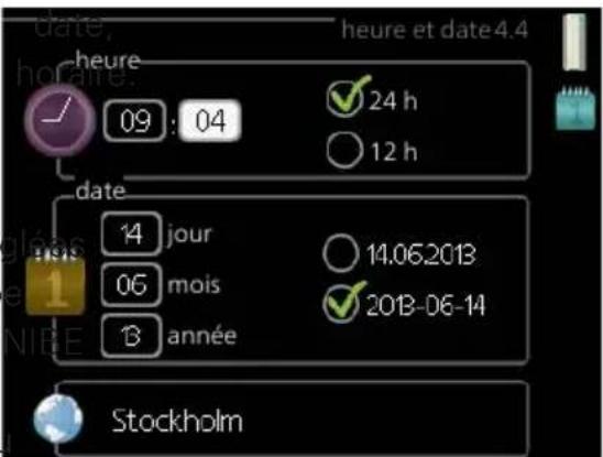 Nibe F12456 - HEURE et DATE - 2