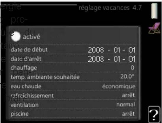 Nibe F114512 - RÉGLAGE VACANCES - 1