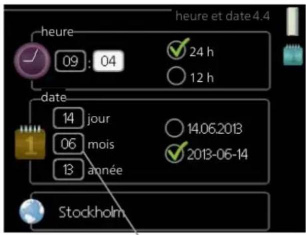 Nibe F114512 - Réglage d'une valeur - 1