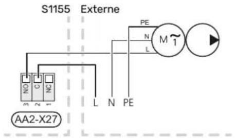 Nibe S115512 - Raccordement de la pompe de circulation externe - 1