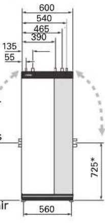Nibe S115512 - Dimensions et branchements des tuyaux - 1