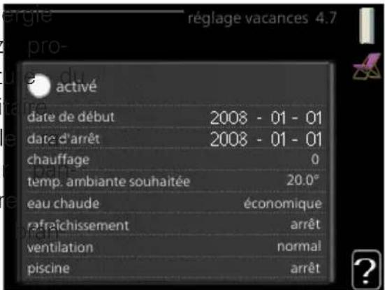 Nibe F124510 - RÉGLAGE VACANCES - 1
