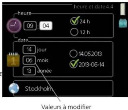 Nibe F134524 - RÉGLAGE D'UNE VALEUR - 1
