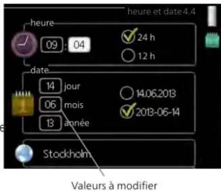 Nibe F114515 - RÉGLAGE D'UNE VALEUR - 1