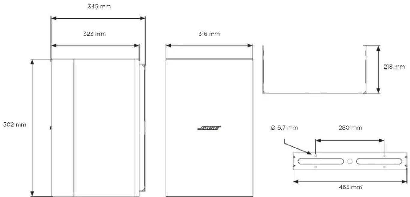 BOSE DesignMax DM10SSub - Produktmål - 1