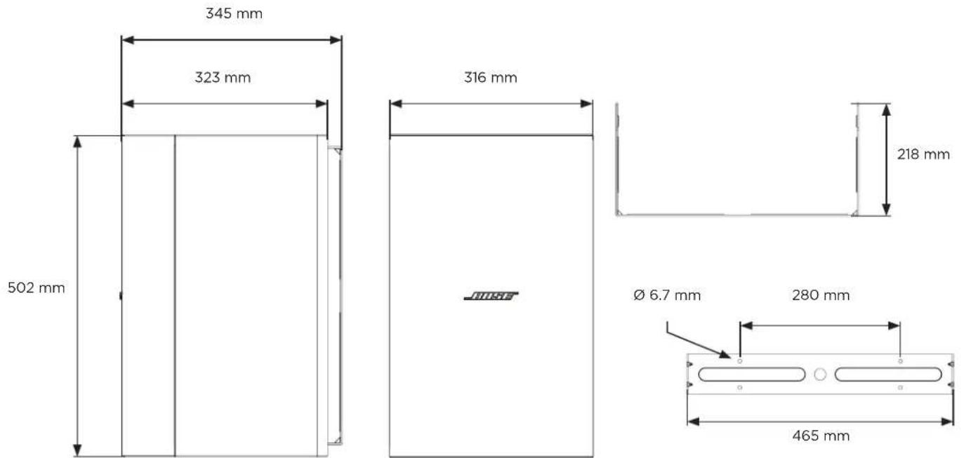 BOSE DesignMax DM10SSub - 製品寸法 - 1