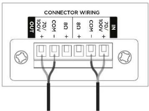 CONNECTOR WIRING OUT 70V + COM - 80V + 80V + COM - 70V + 100V IN