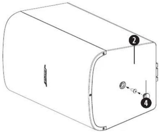 Technical diagram of a device casing with labeled parts and connection points
