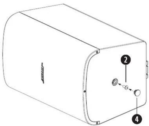 Technical diagram of a device casing with labeled parts and connection points
