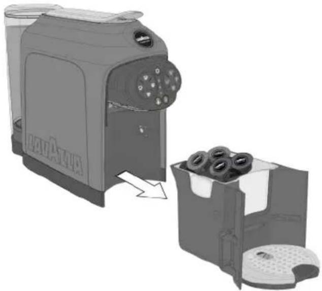 Lavazza A Modo Mio Deséa - LIMPEZA DA BANDEJA DE COLETA DE GOTAS E DA GAVETA DE COLETA DE CÁPSULAS UTILIZADAS - 1