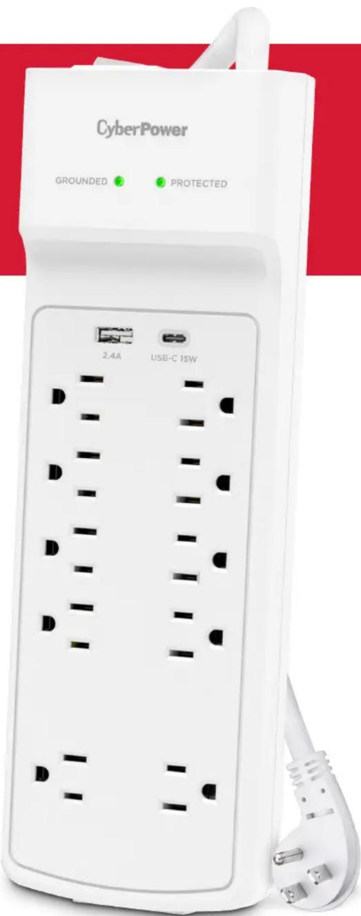 CyberPower GROUNDED 2.4A USB-C 15W PROTECTED