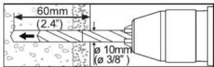 60mm (2.4") Ø 10mm (Ø 3/8")