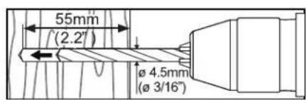 55mm (2.2') Ø 4.5mm (Ø 3/16")