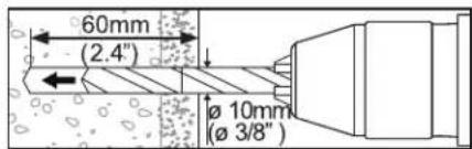 60mm (2.4") Ø 10mm (Ø 3/8")