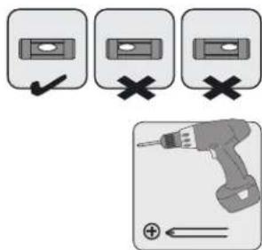 Diagram showing three groups of icons: checkmark, cross, and plus button with screwdriver, likely illustrating a tool or instruction set.