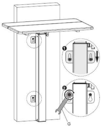 Technical diagram showing a door lock assembly with labeled components and a close-up of the lock mechanism.