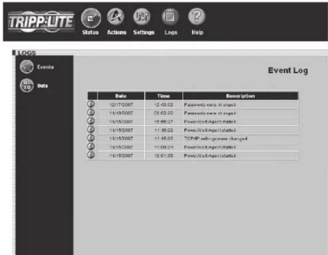Tripp Lite SNMPWEBSOLOHV - Logs > Events - 1