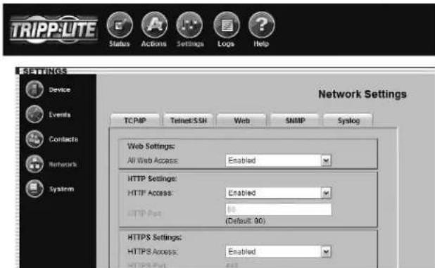 Tripp Lite SNMPWEBSOLOHV - Settings > Network (continued) - 2