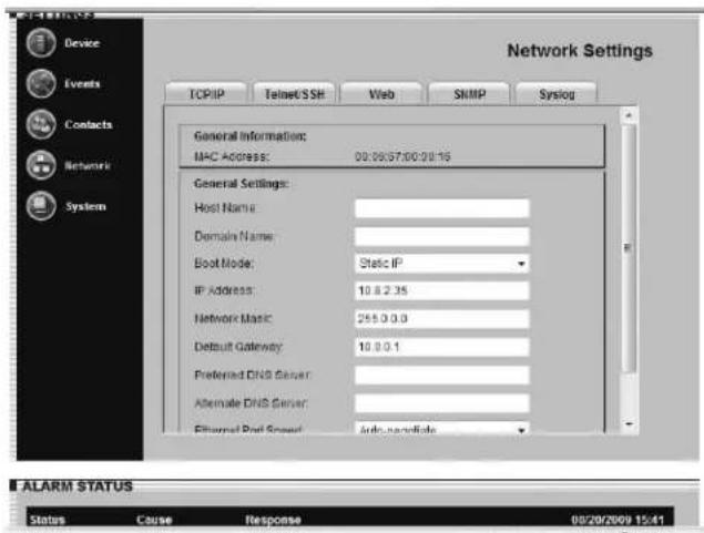 Tripp Lite SNMPWEBSOLOHV - Settings > Network - 1