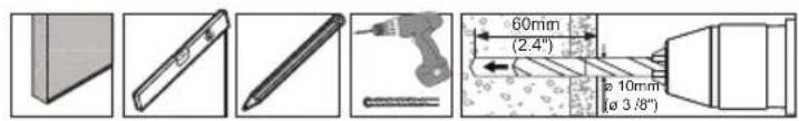 Technical diagram showing various tool and component assembly with dimensions and angles labeled